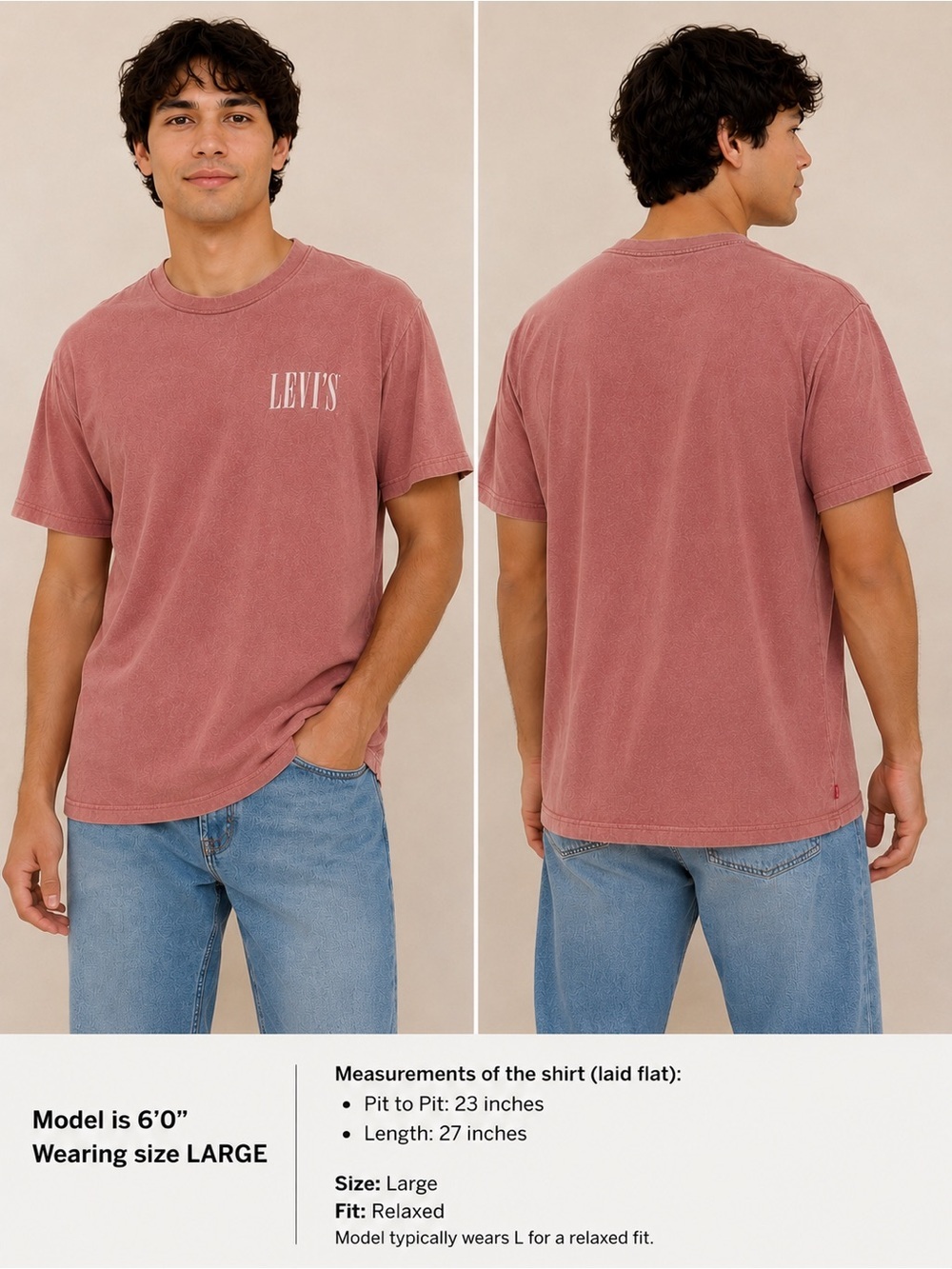 Levi's Men's Short Sleeve Crewneck Tee in Dusty Rose